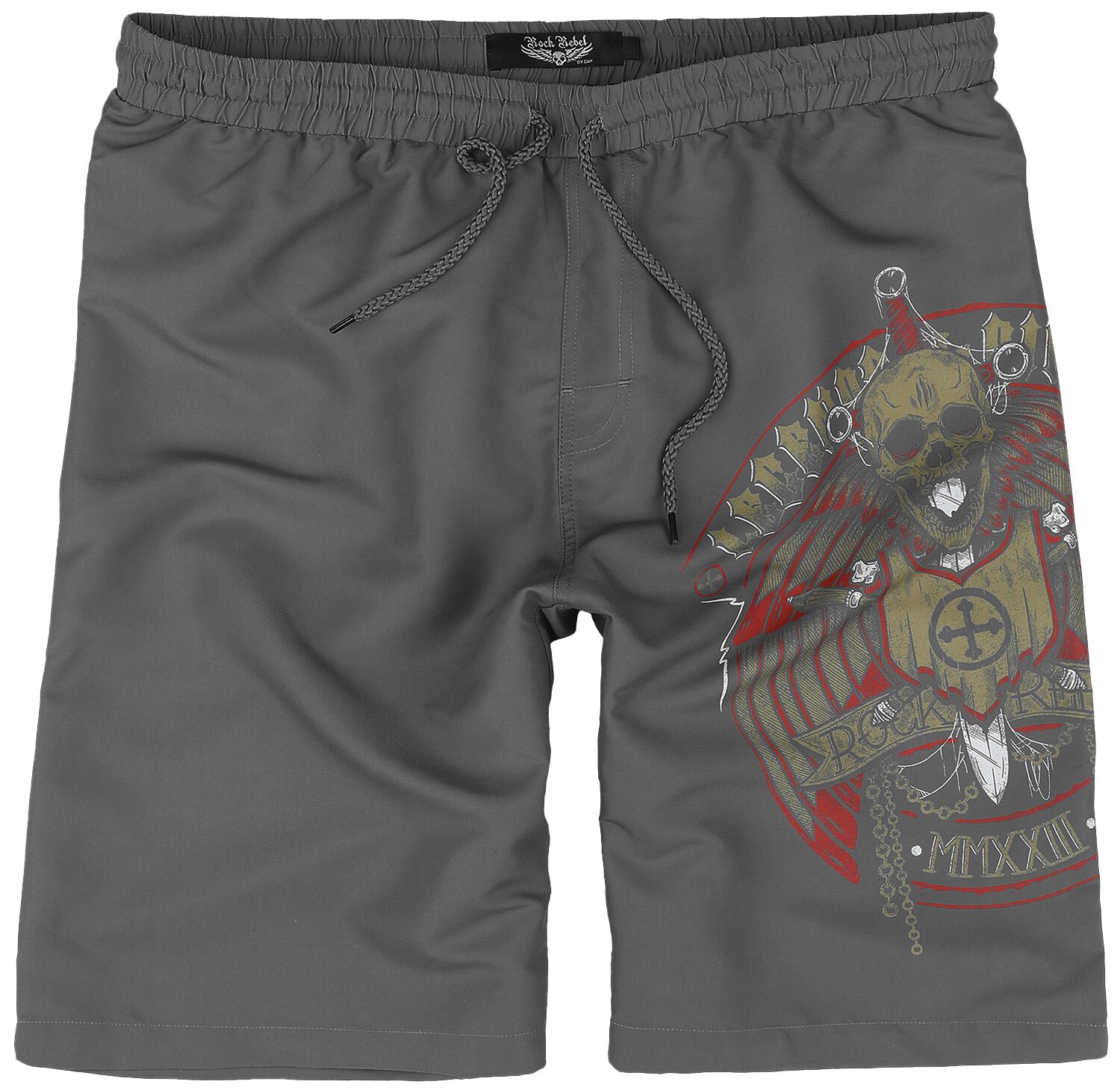 Image of Bermuda di Rock Rebel by EMP - Swim Shorts With Skull and Sword - S a XXL - Uomo - grigio