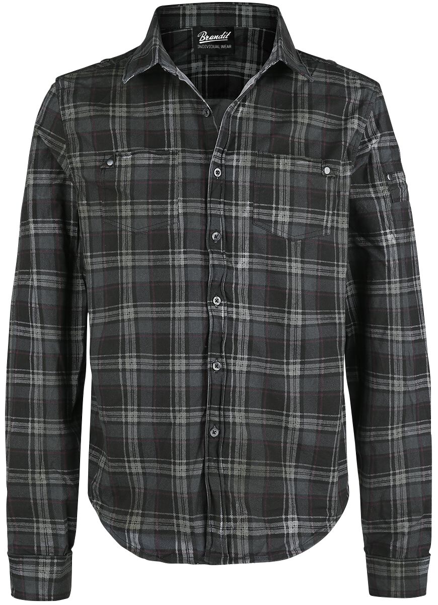 Brandit Langarmhemd - Wire Shirt - S bis 4XL - für Männer - Größe L - dunkelgrau/schwarz