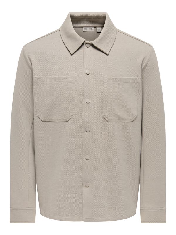 ONLY and SONS Longsleeve - ONSNEWKODYL LS PATCH PKT OVERSHIRT NOOS - S tot XXL - voor Mannen - beige