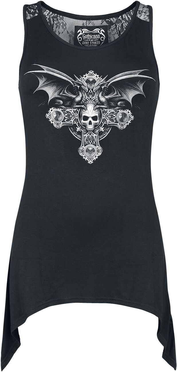 Image of Top Gothic di Gothicana by EMP - Gothicana X Anne Stokes - Top with lace on the back - XS a XXL - Donna - nero