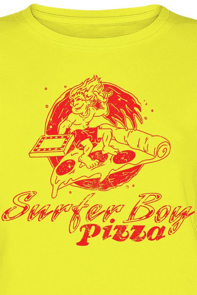 Stranger Things T-Shirt - Surfer Boy Pizza - S bis XXL - für Damen - Größe XXL - gelb  - Lizenzierter Fanartikel