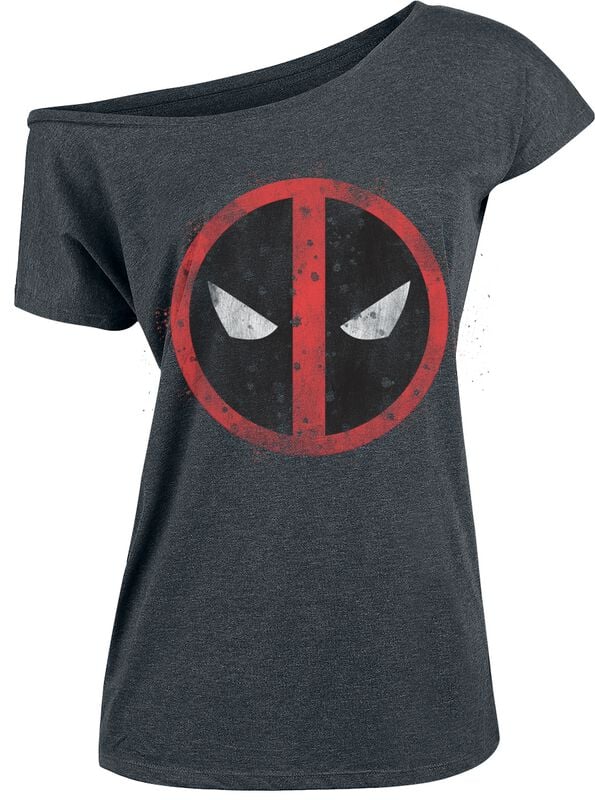 Deadpool - Marvel T-Shirt - Symbol - S bis 5XL - für Damen - Größe S - grau meliert  - Lizenzierter Fanartikel