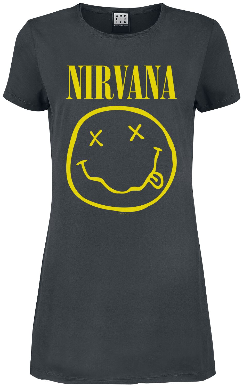 Nirvana Kurzes Kleid - Amplified Collection - Smiley - S bis XXL - für Damen - Größe XXL - charcoal  - Lizenziertes Merchandise!