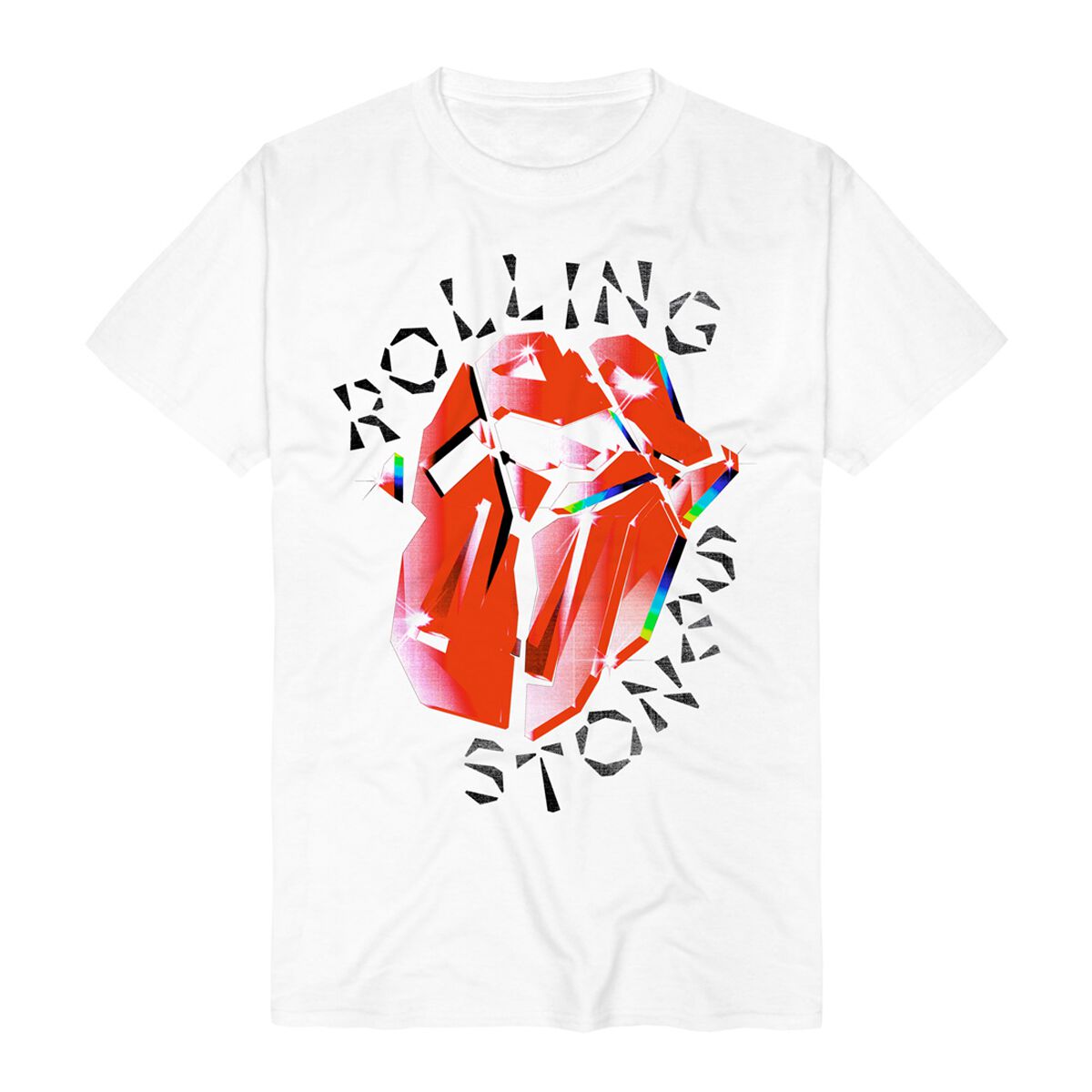 The Rolling Stones T-Shirt - Hackney Diamonds Prism Tongue - S bis 5XL - für Männer - Größe M - weiß  - Lizenziertes Merchandise!