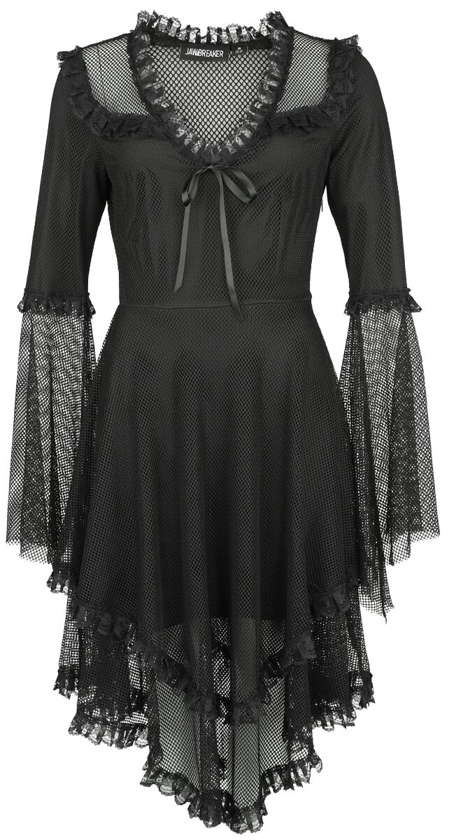 Image of Abito media lunghezza Rockabilly di Jawbreaker - Fishnet flared dress - XS a M - Donna - nero