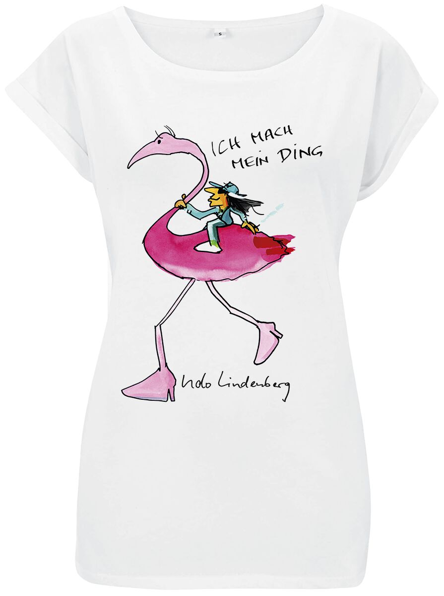 T-skjorte  av Udo Lindenberg - Flamingo Shirt Women - Damer - hvit