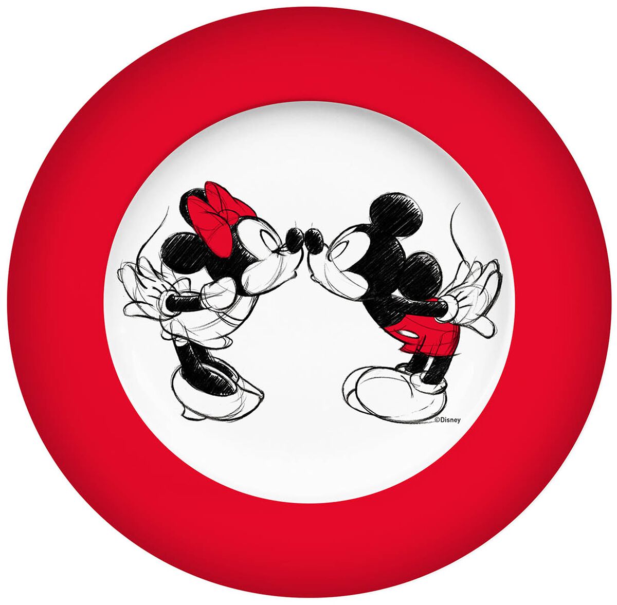Assiette Disney de Mickey & Minnie Mouse - Kiss Sketch - pour Unisexe - multicolore