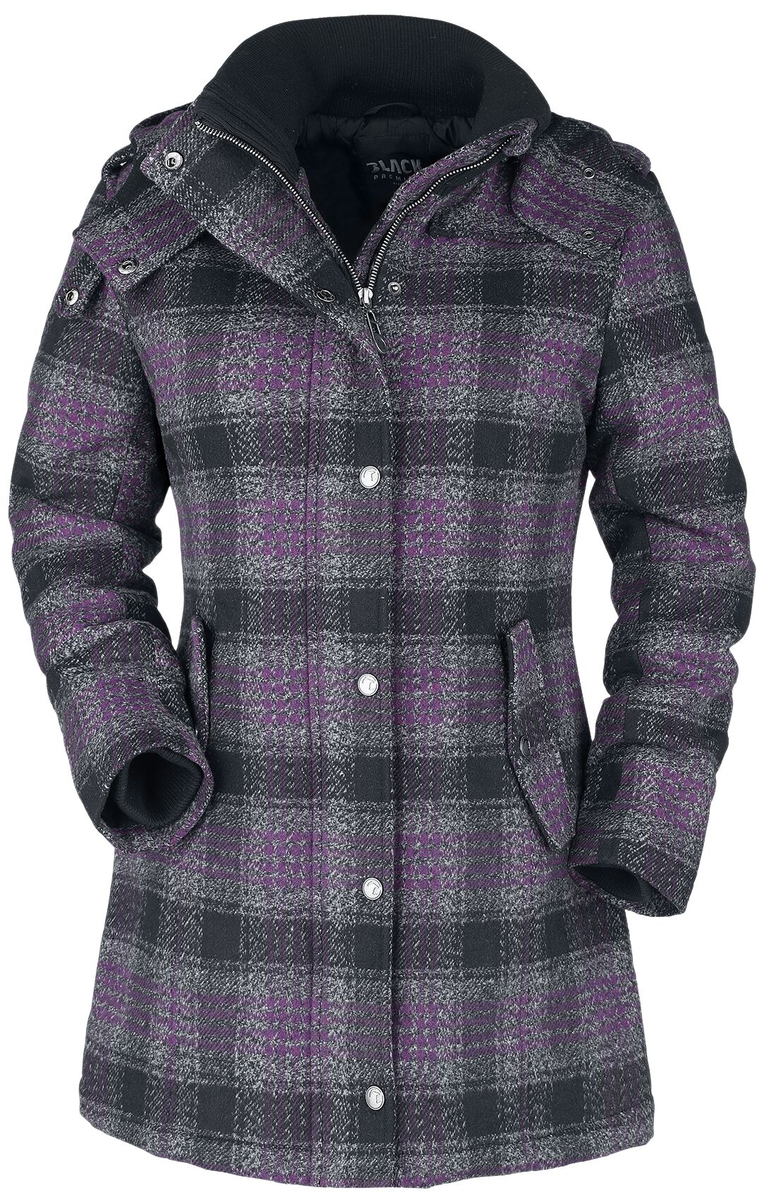 Image of Giacca invernale di Black Premium by EMP - Short coat with chequered pattern - S a 5XL - Donna - nero/viola
