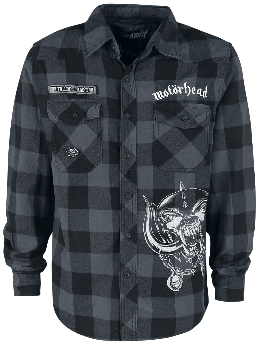 Motörhead - Brandit Bastards - Checkshirt - Langarmhemd - schwarz| grau