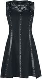 Kleid mit Kunstlederdetails und Spitzeneinsatz, Gothicana by EMP, Mittellanges Kleid