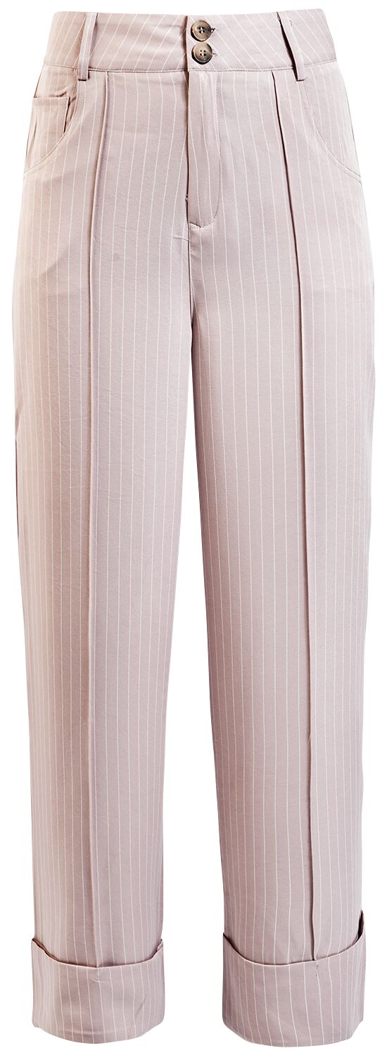 Voodoo Vixen Pinstripe Turn Up Trouser Cloth Trousers pink white