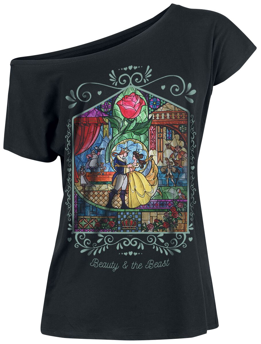 Die Schöne und das Biest - Beauty and the Beast - Disney T-Shirt - Rose - S bis 5XL - für Damen - Größe 4XL - schwarz  - Lizenzierter Fanartikel