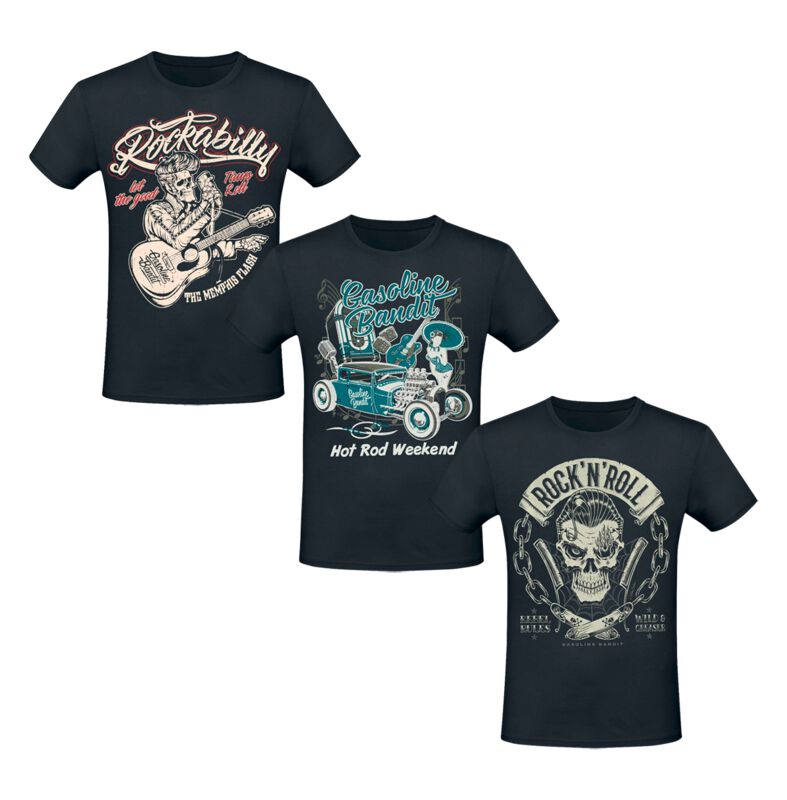 T-Shirt - Rockabilly Bundle GB - S bis 3XL - für Männer - Größe XXL - multicolor - Männer - male