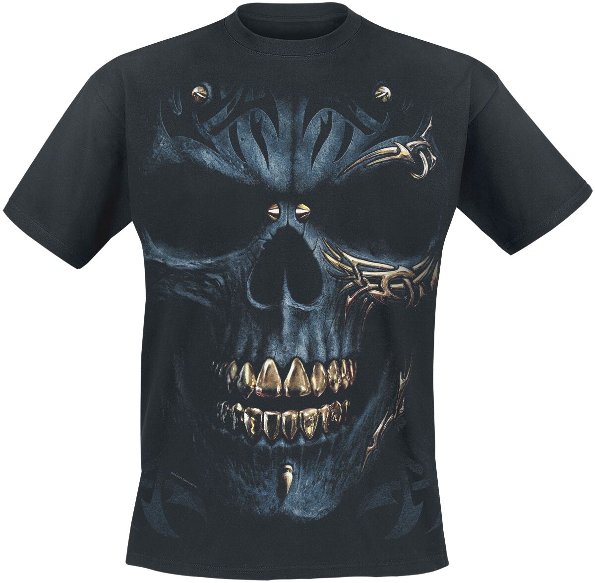 Image of T-Shirt Gothic di Spiral - Black Gold - S a 4XL - Uomo - nero