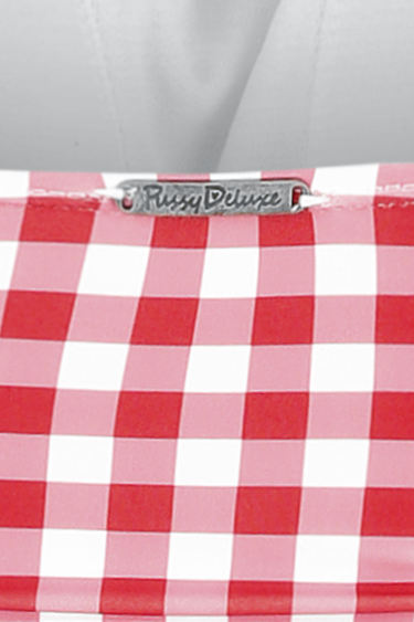 Pussy Deluxe Plaid Swimsuit Badekleid rot weiß