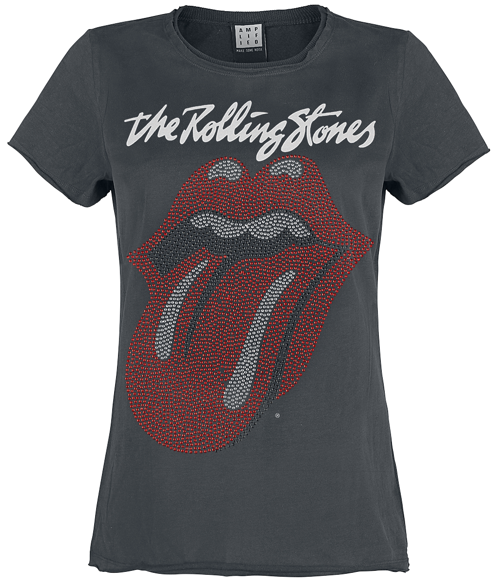 The Rolling Stones - Amplified Collection - Tongue Diamante - Girls shirt - charcoal image