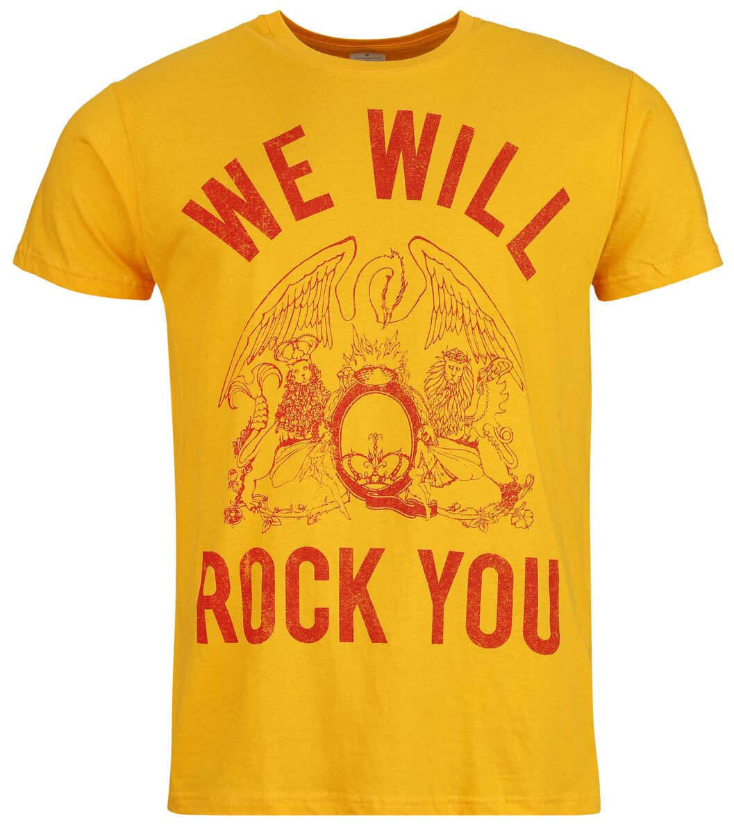 Queen T-Shirt - We Will Rock You - S bis XL - für Männer - Größe L - orange  - Lizenziertes Merchandise!