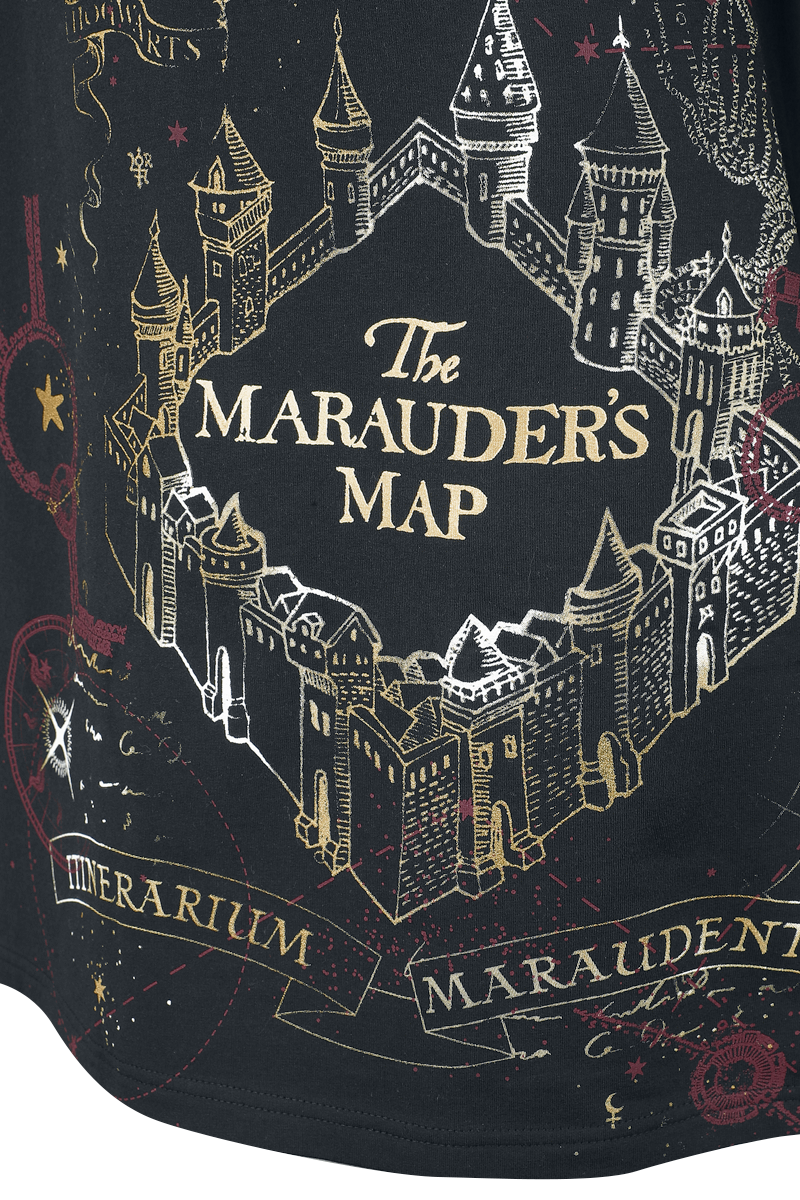 Harry Potter Marauder's map Mittellanges Kleid schwarz
