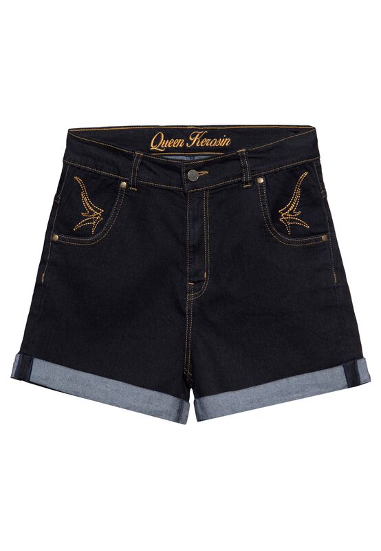 Queen Kerosin - Rockabilly Short - DENIM SHORTS - XS bis XXL - für Damen - Größe S - schwarz