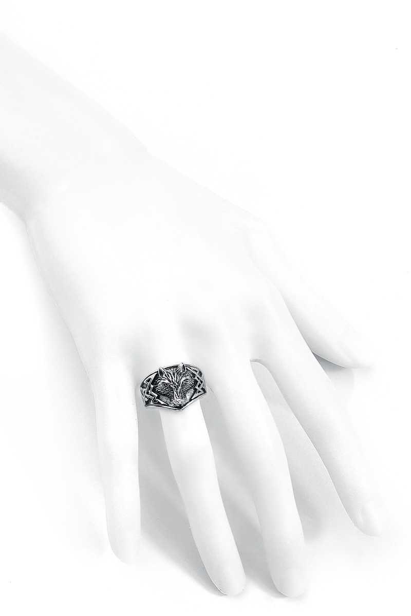 etNox Wolfskopf Ring silberfarben