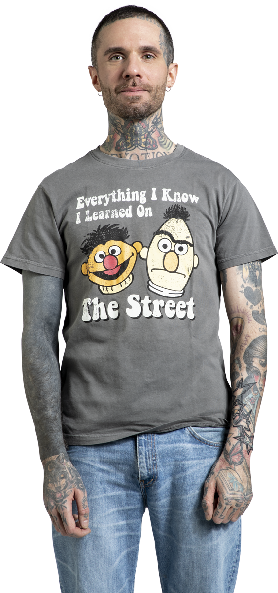 Thumbnail - Sesamstraße Ernie und Bert - Everything I Know I Learned On The Street T-Shirt multicolor in M