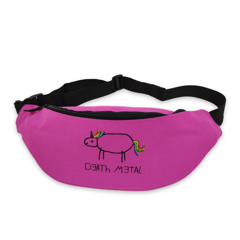 Slogans Unicorn Bum Bag - Death Metal Unicorn Bag - fuchsia