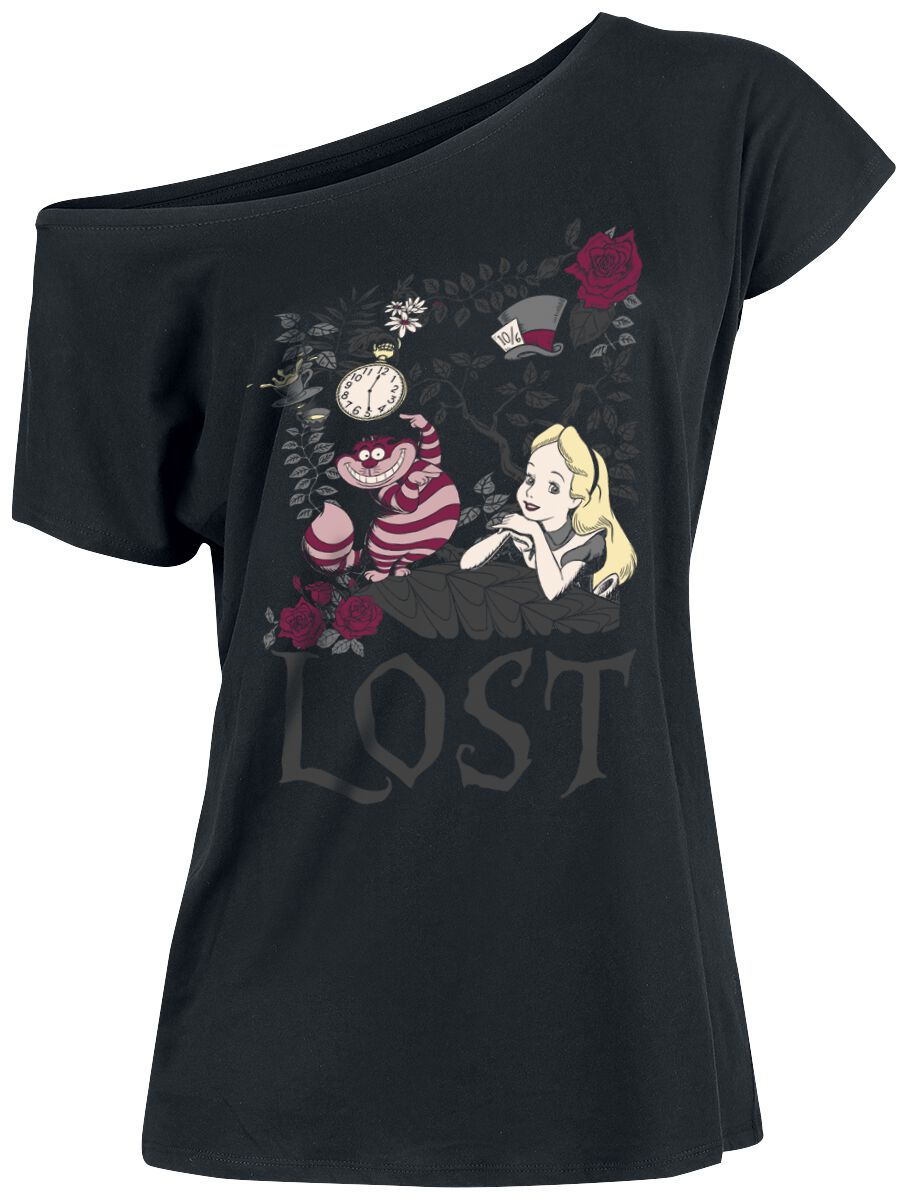 Image of T-Shirt Disney di Alice nel Paese delle Meraviglie - Alice in Wonderland - Lost in Wonderland - S a XXL - Donna - nero