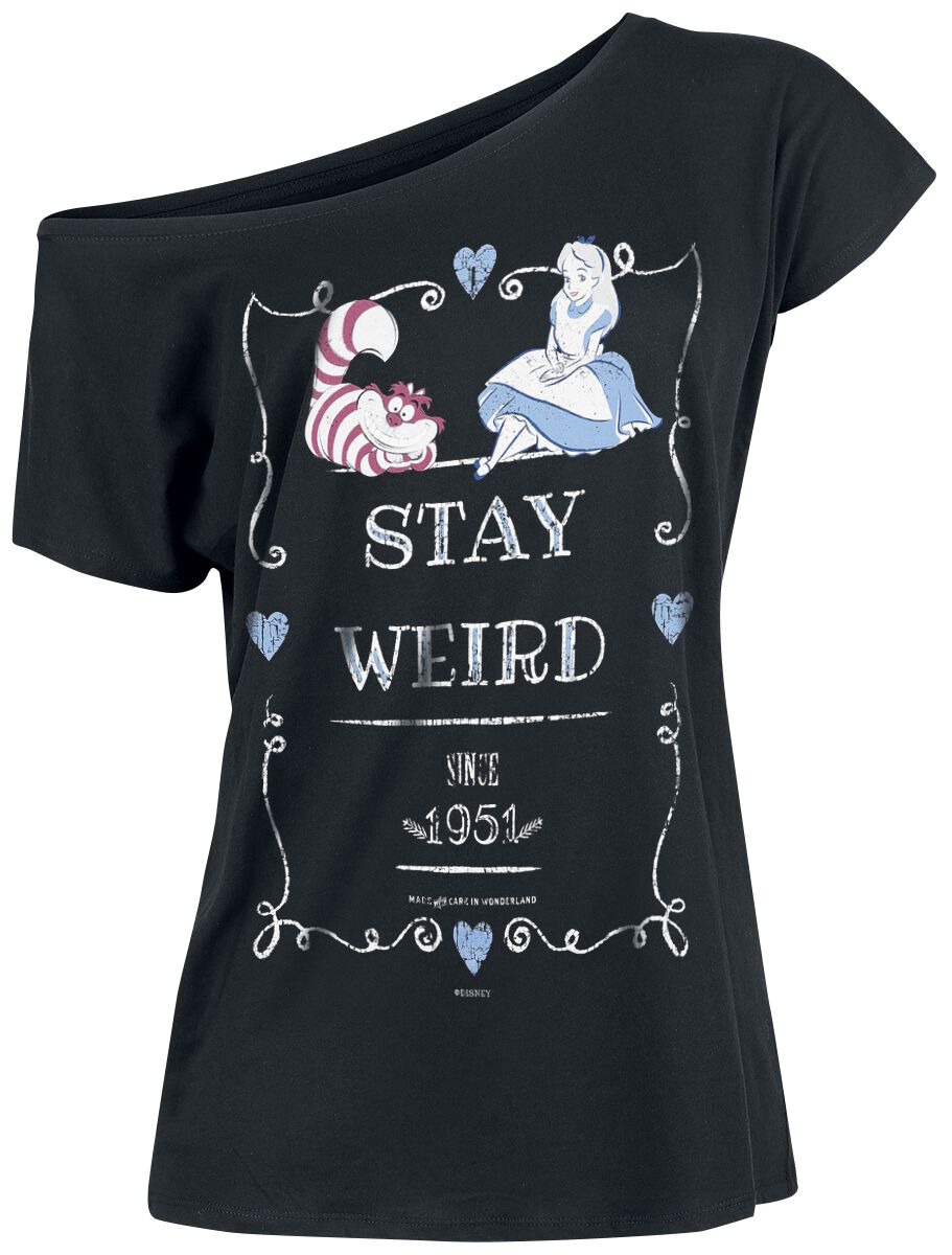 Alice im Wunderland - Disney T-Shirt - Stay Weird - S bis 4XL - für Damen - Größe 3XL - schwarz  - Lizenzierter Fanartikel