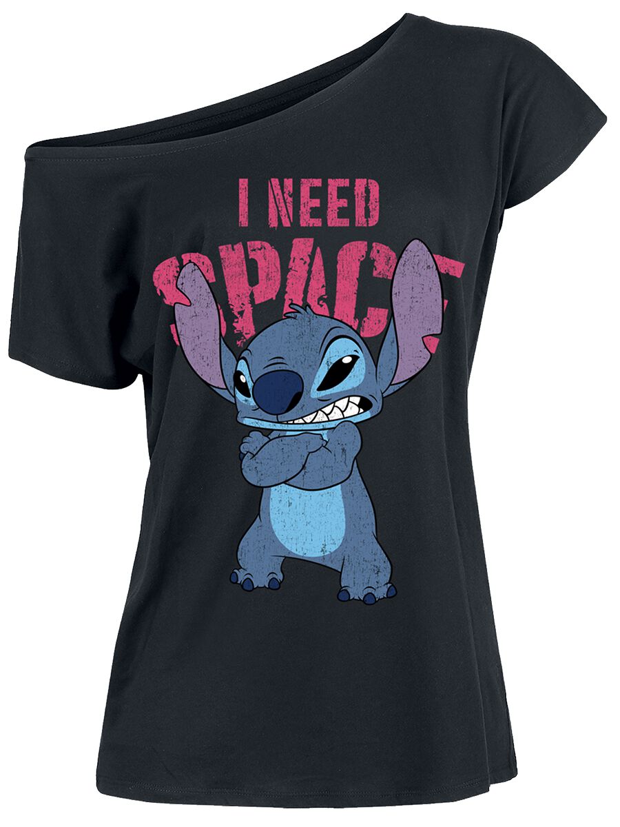 Lilo & Stitch - Disney T-Shirt - I Need Space - S bis L - für Damen - Größe L - schwarz  - Lizenzierter Fanartikel