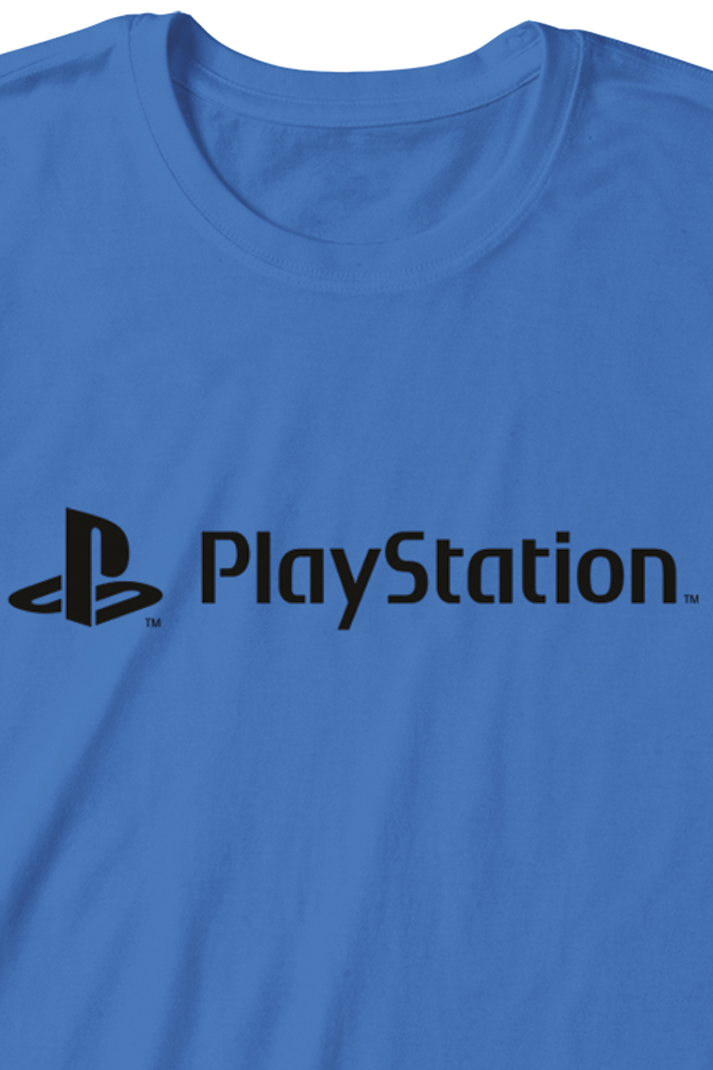 Playstation Black Text T-Shirt blau