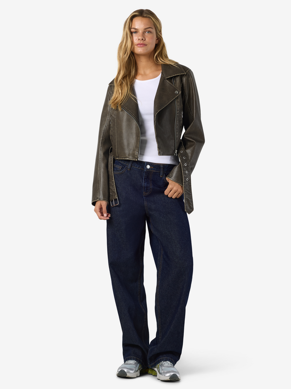 5715825176919 - NMNELLY PU CROPPED BIKER NOOS Kunstlederjacke schwarz in M