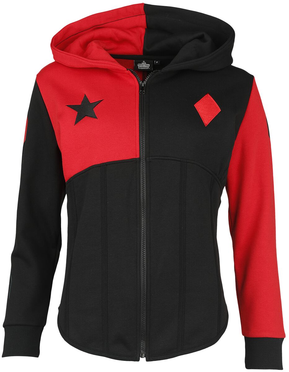 Suicide Squad – DC Comics Kapuzenjacke – 2 – Harley Quinn – S bis M – für Damen – Größe M – rot/schwarz – EMP exklusives Merchandise! Suicide Squad – DC Comics Kapuzenjacke – 2 – Harley Quinn – S bis M – für Damen – Größe M – rot/schwarz – EMP exklusives Merchandise!