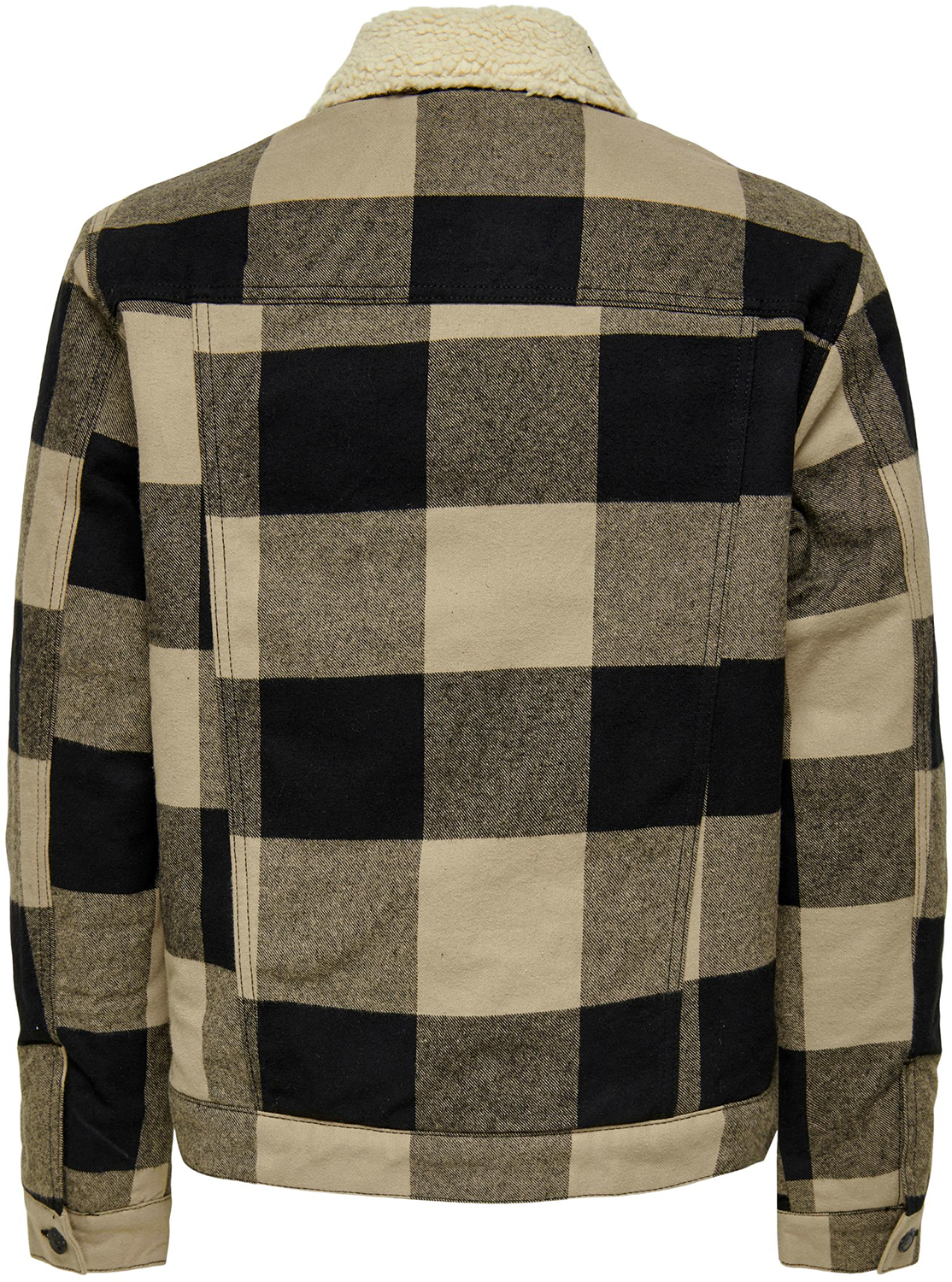 ONLY and SONS ONSLOUIS Trucker Teddy Check Übergangsjacke schwarz altweiß