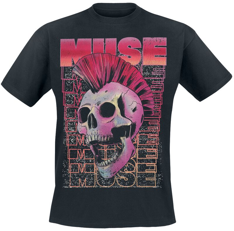 Muse T-Shirt - Mohawk Skull - S bis XXL - für Männer - Größe S - schwarz  - Lizenziertes Merchandise!