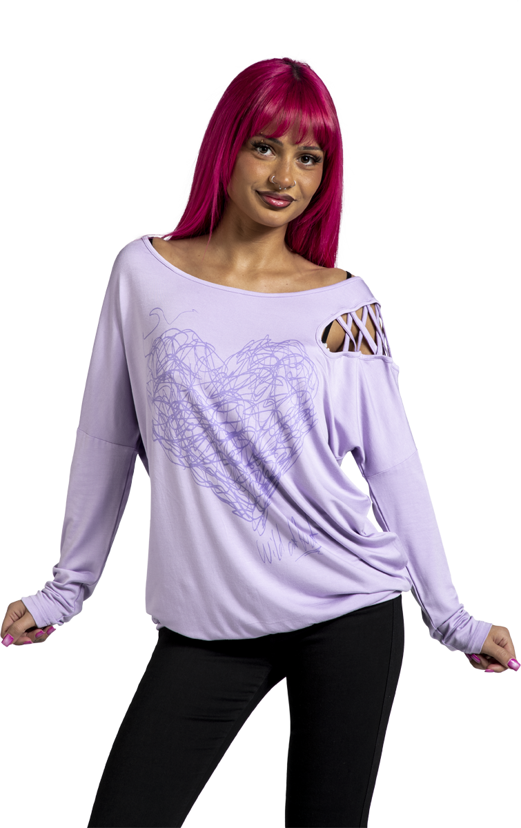 Thumbnail - Full Volume by EMP Modern Art Heart Langarmshirt lila in XL