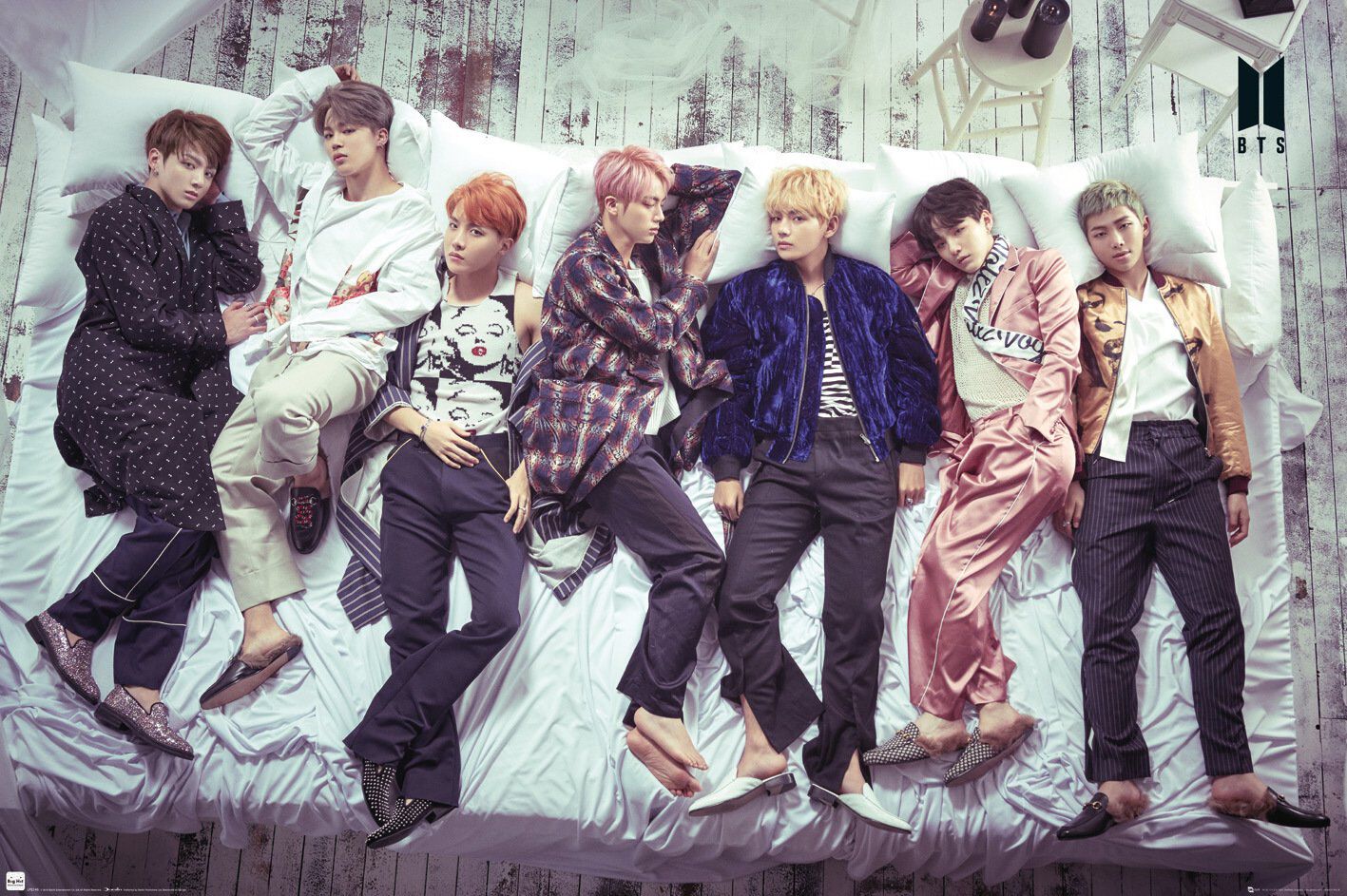 Image of BTS Group Bed Poster multicolor