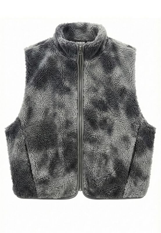 Urban Classics Weste - Ladies Printed Sherpa Vest - S bis XL - für Damen - Größe S - grau