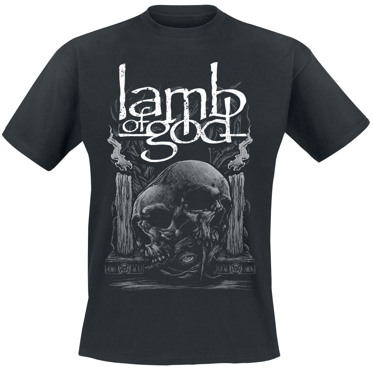 Image of Lamb Of God Candle Skull T-Shirt schwarz