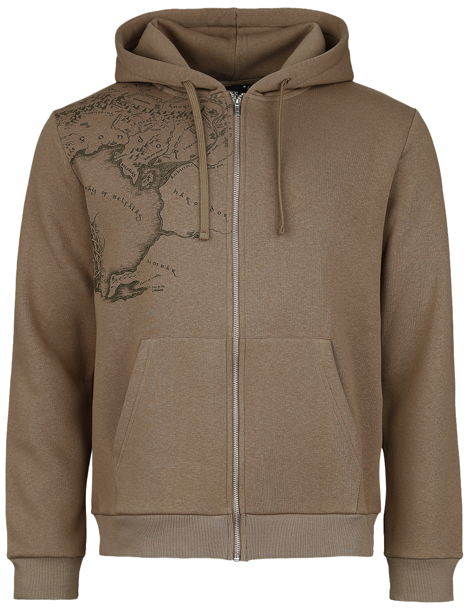 The Lord Of The Rings  Hoodie Jacket - Rohan Gondor Map - for Men - light brown