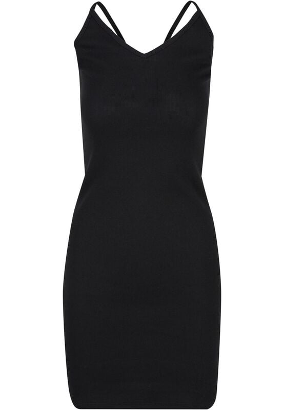 Urban Classics Kleid knielang - Ladies Rib Jersey Neckholder Dress - XS bis XL - für Damen - Größe XS - schwarz