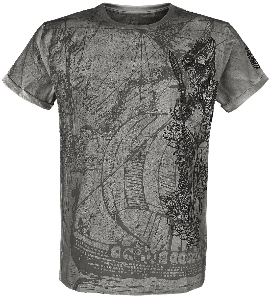 Black Premium by EMP T-Shirt mit detailreichem Frontprint T-Shirt grau beige in XL