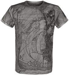 T-Shirt mit detailreichem Frontprint, Black Premium by EMP, T-Shirt