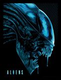 Aliens - Kopf blau, Alien, Gerahmtes Bild