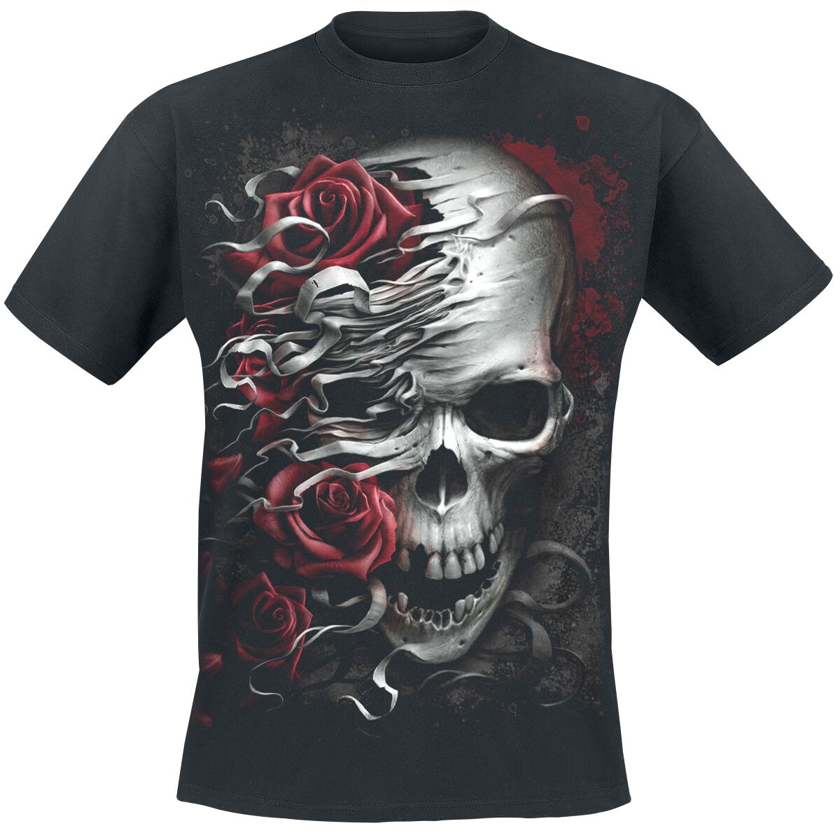 Spiral Skulls N` Roses T-Shirt schwarz in L