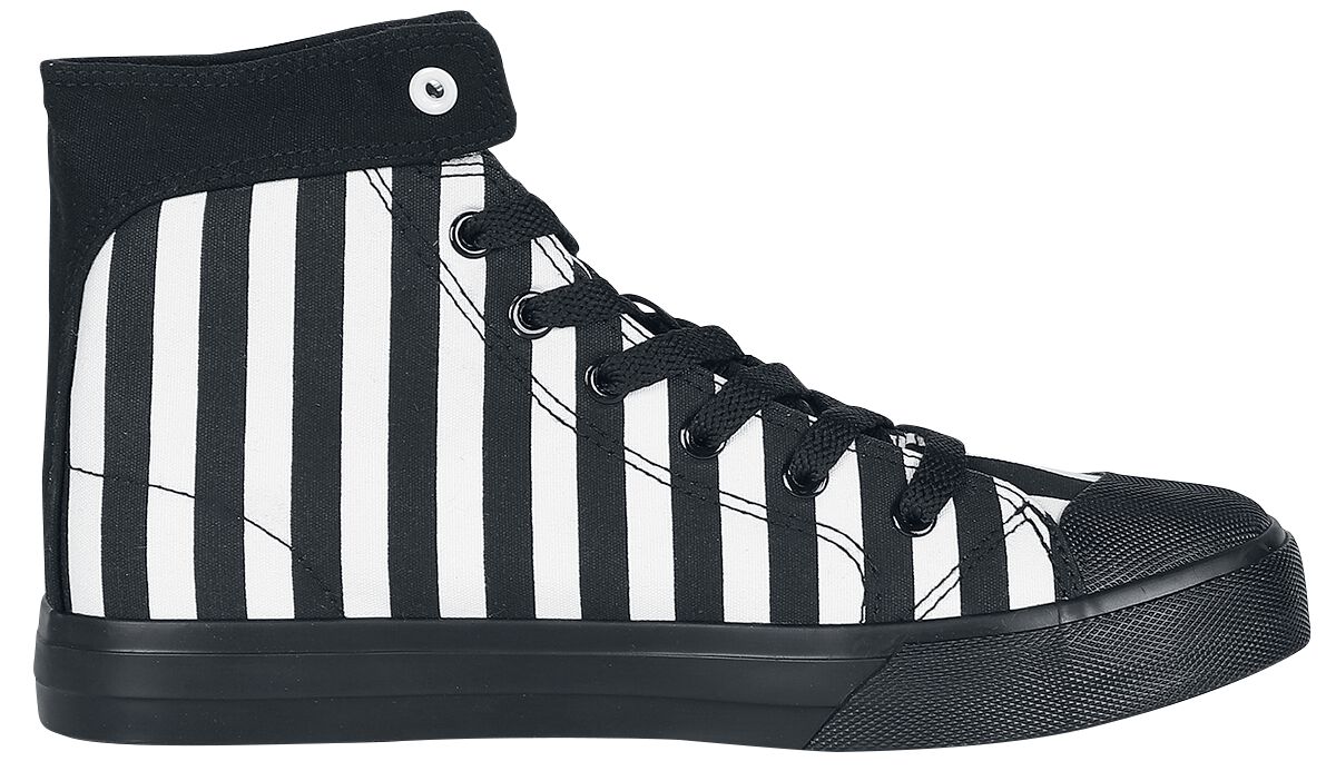 Schwarz/weiß gestreifte Sneaker Sneaker high schwarz/weiß von Gothicana by EMP RN11712