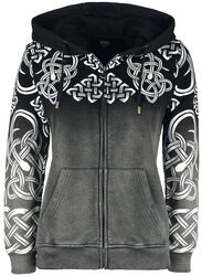 Hoody Jacket mit Farbverlauf und keltischen Ornamenten, Black Premium by EMP, Kapuzenjacke