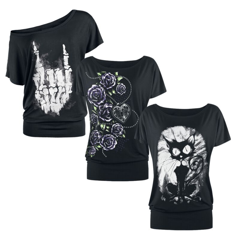 T-Shirt - Can you read my mind T-Shrit Bundle - M bis XXL - für Damen - Größe XXL - schwarz - Frauen - female