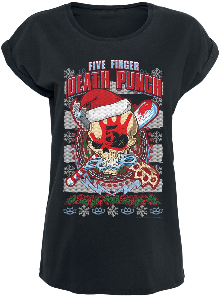 Image of Five Finger Death Punch Zombie Kill Xmas Girl-Shirt schwarz