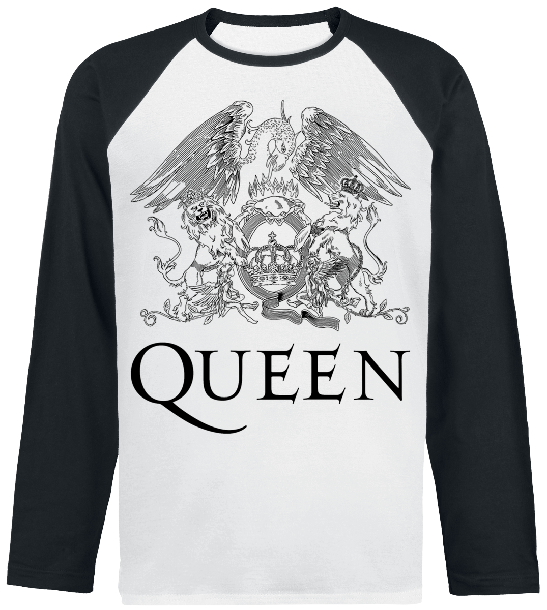 Queen - Crest Vintage - Langarmshirt - weiß| schwarz