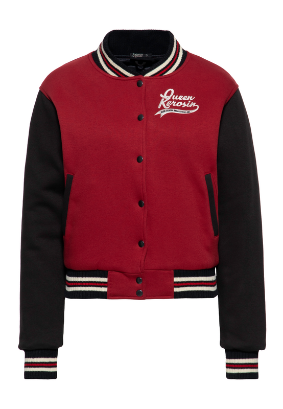 Queen Kerosin Rockabilly Mid-Season Jackets - Bakersfield Highschool Varsity Jacket - for Women - black-red